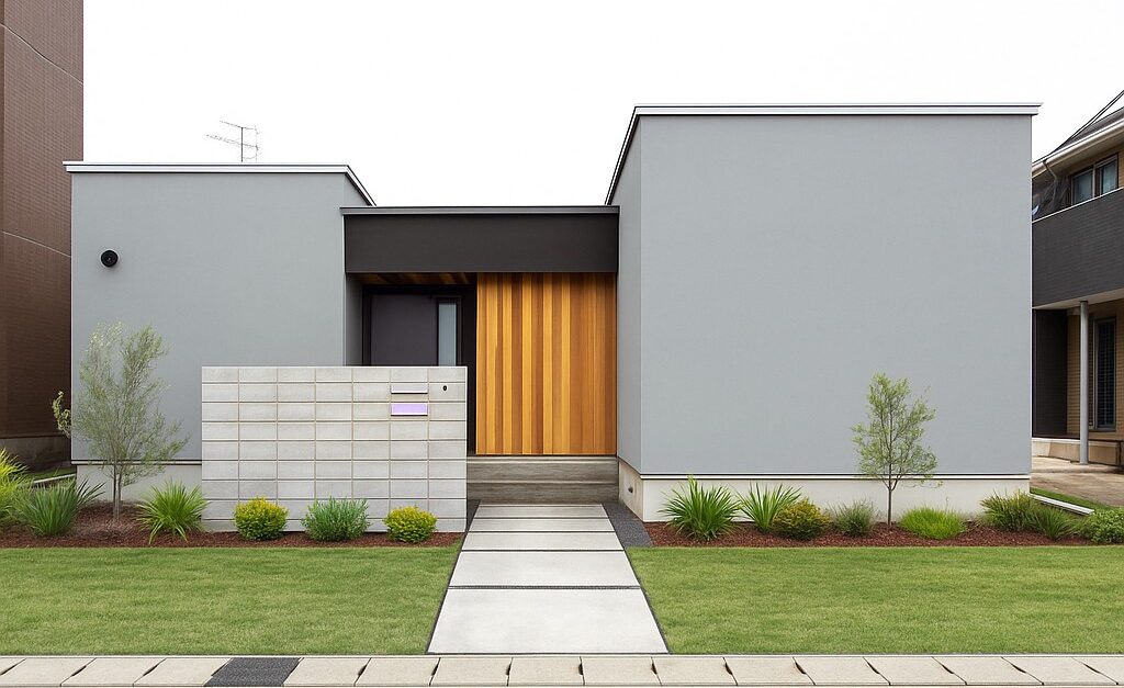 岐阜県岐阜市の「美術館をイメージしたコの字の平屋」外観写真